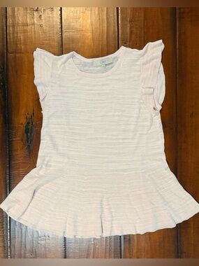 LOFT Pale Pink Ruffled Sleeve Peplum Top with Shimmer